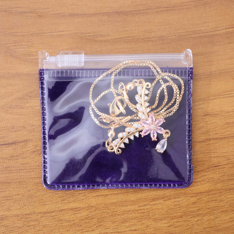 Elegant Floral V-Shape Pendant Necklace – Gold-Plated Chain with Sparkling Stones