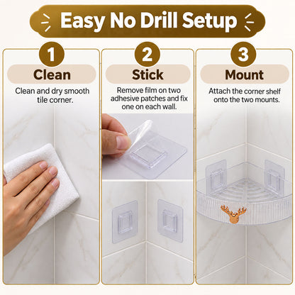 Apex Transparent Corner Rack with Adhesive Mounts for Bathroom Storage Shelf (1 Pc)