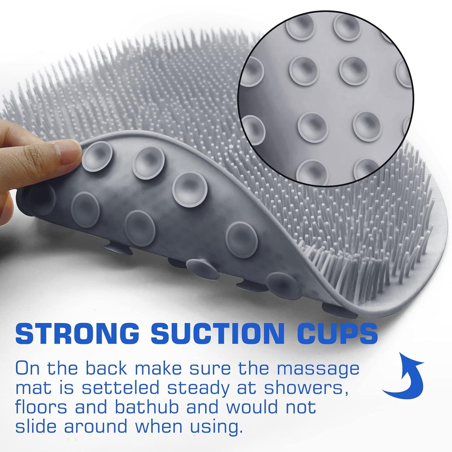 Anti-slip silicone foot scrubber mat for bathroom