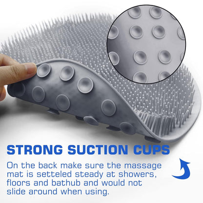 Anti-slip silicone foot scrubber mat for bathroom