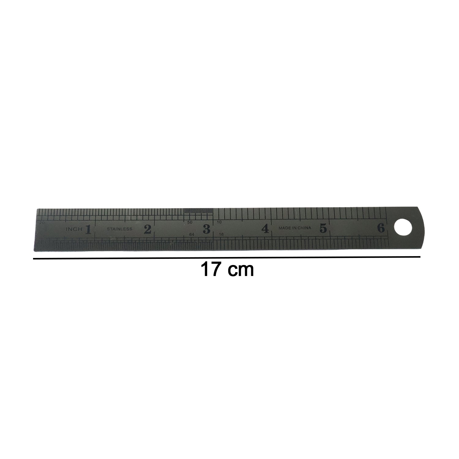 Close-up of steel ruler markings