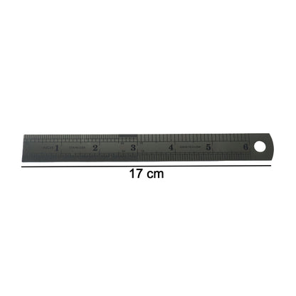 Close-up of steel ruler markings