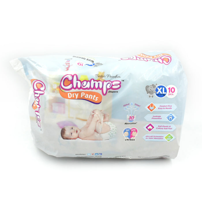 Champs Soft & Dry Baby Diaper Pants (XL, 10 Pcs): Leakproof Comfort