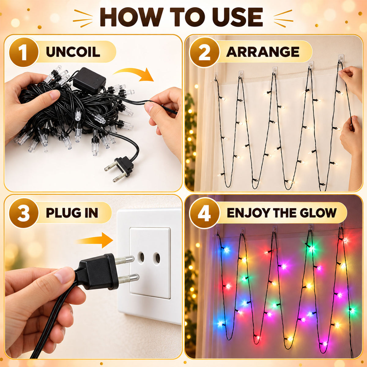 Decorative LED String Lights for Festive Home and Window Decor (8 Mtr Approx)