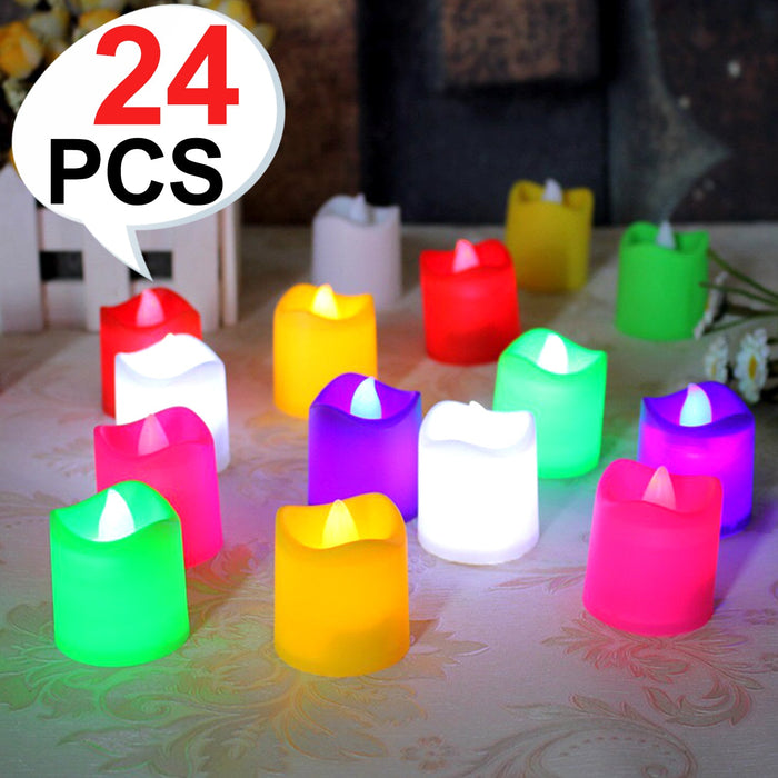 Festive Lighting for Any Occasion: 24 Pack LED Tealight Candles (Multicolor)