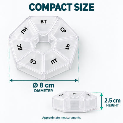 Medicine Pill Box with Clear Flip Lids for Weekly Travel Storage (7 Compartment)