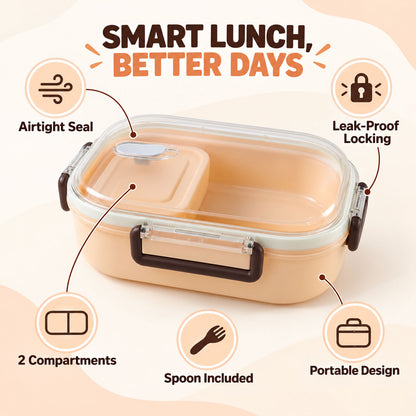 Leak-Proof Lunch Box – 2 Compartments with Spoon