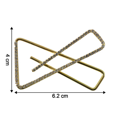 Premium Golden Crystal Triangle Saree Safety Pin Brooch (1 Pc)
