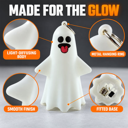 Cute Ghost LED Night Lamps for Halloween Table and Hanging Decor (12 Pc Set)