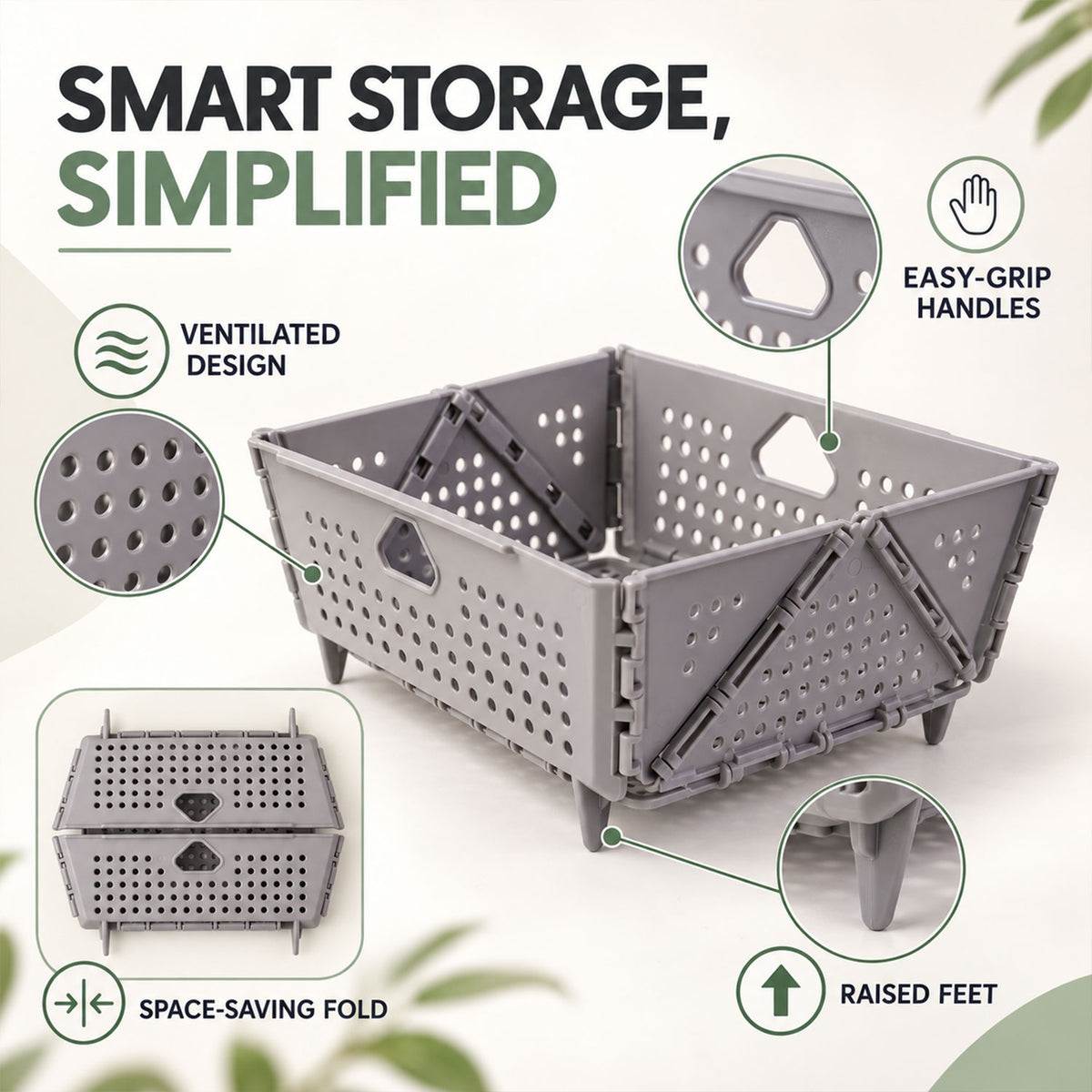 Foldable Storage Basket – Ventilated & Space-Saving | Tidy Table