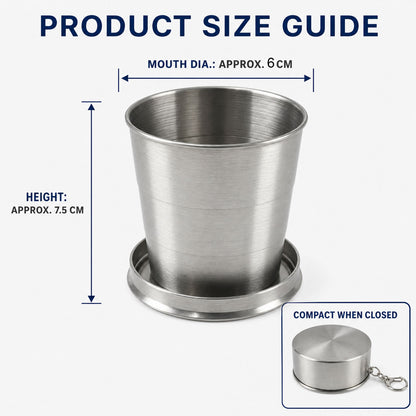 Folding Camping Cup – Stainless Steel Portable with Keychain | hydrozilla