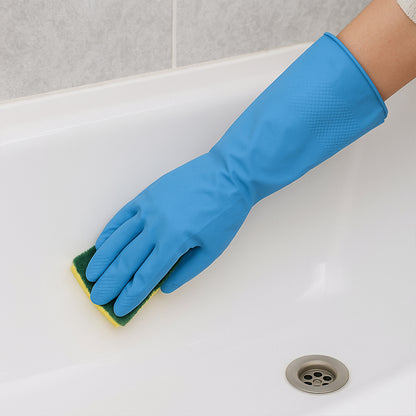 Long Cuff Multipurpose Rubber Cleaning Gloves (1 Pair, Mix Color)