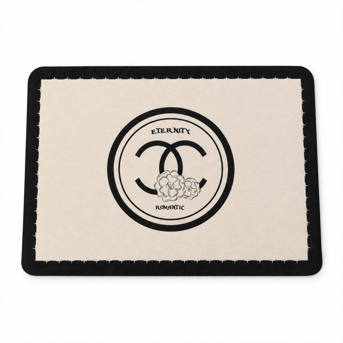 Black and Cream Bath Mat, Soft Textured Absorbent Floor Rug (1 Pc, 40x30 Cm)
