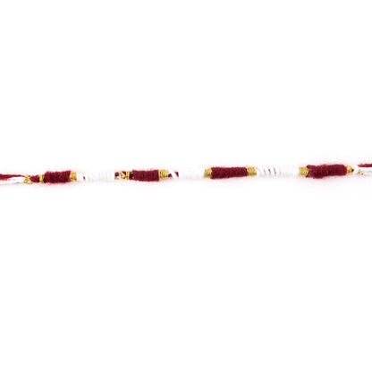 Red White Mauli Rakhi with Gold Wire