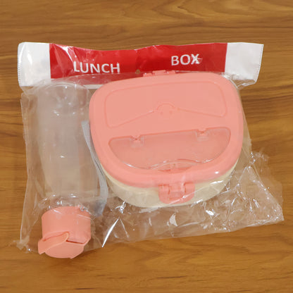 Plastic lunch box set with bottle and compartments