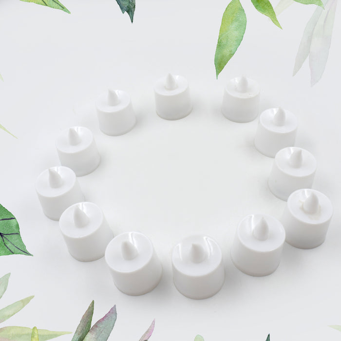 GREEN FLAMELESS LED TEALIGHTS, SMOKELESS PLASTIC DECORATIVE CANDLES - LED TEA LIGHT CANDLE FOR HOME DECORATION (PACK OF 12)