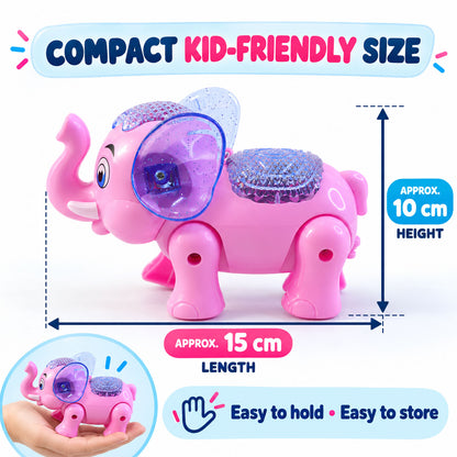 Musical Elephant Toy with Colourful Lights for Fun Indoor Playtime (1 Pc)
