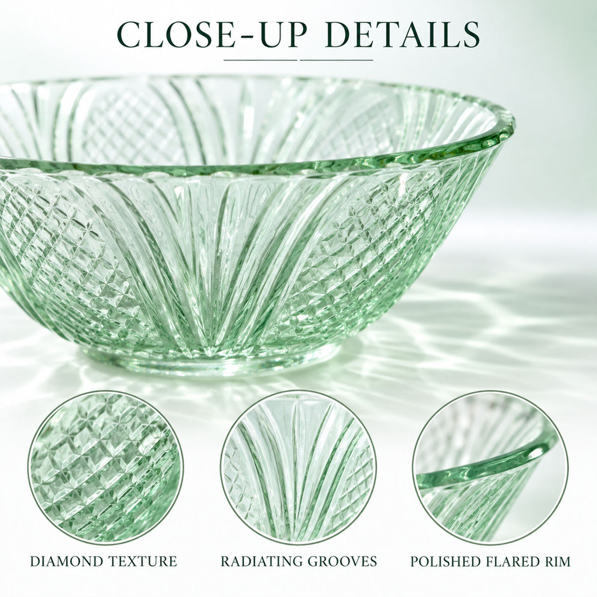 Textured Glass Bowl Set for Serving Dry Fruits, Snacks and Desserts (2 Pc Set)