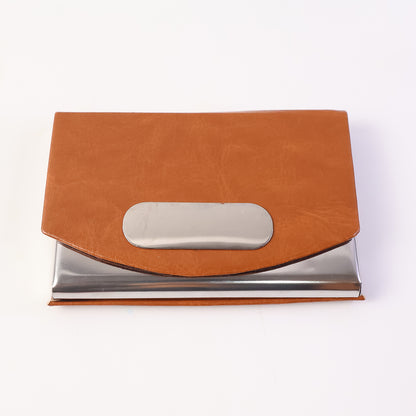 Leather & Stainless-Steel Business Card Holder (1 Pc)