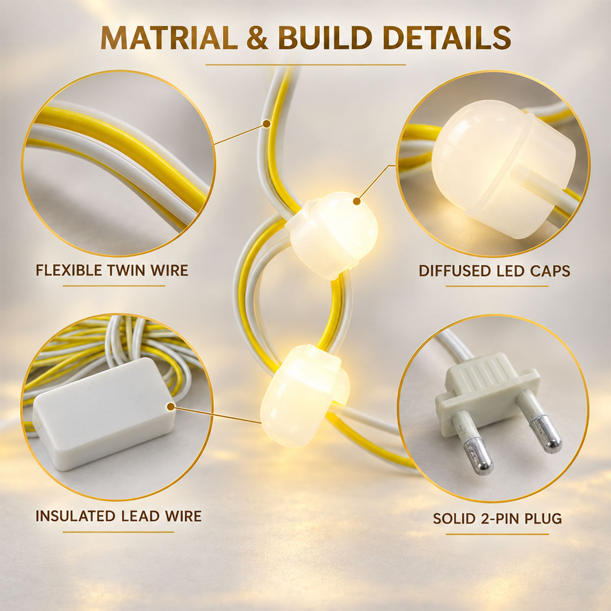 Warm White Bulb Curtain String Lights for Home Decoration (10 Mtr Approx)