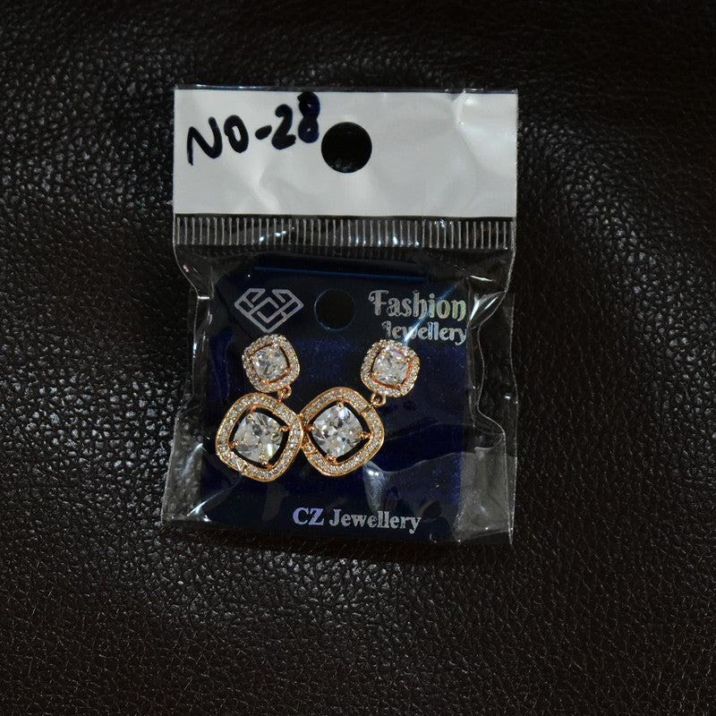 Elegant Double Square CZ Stone Drop Earrings for Women