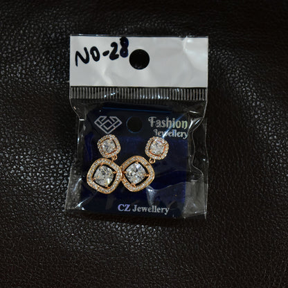 Elegant Double Square CZ Stone Drop Earrings for Women