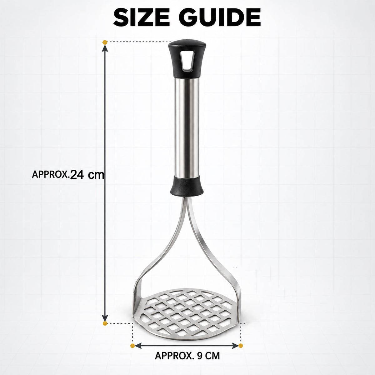 Apex Stainless Steel Potato Masher, Pav Bhaji Masher with Grip Handle (1 Pc)