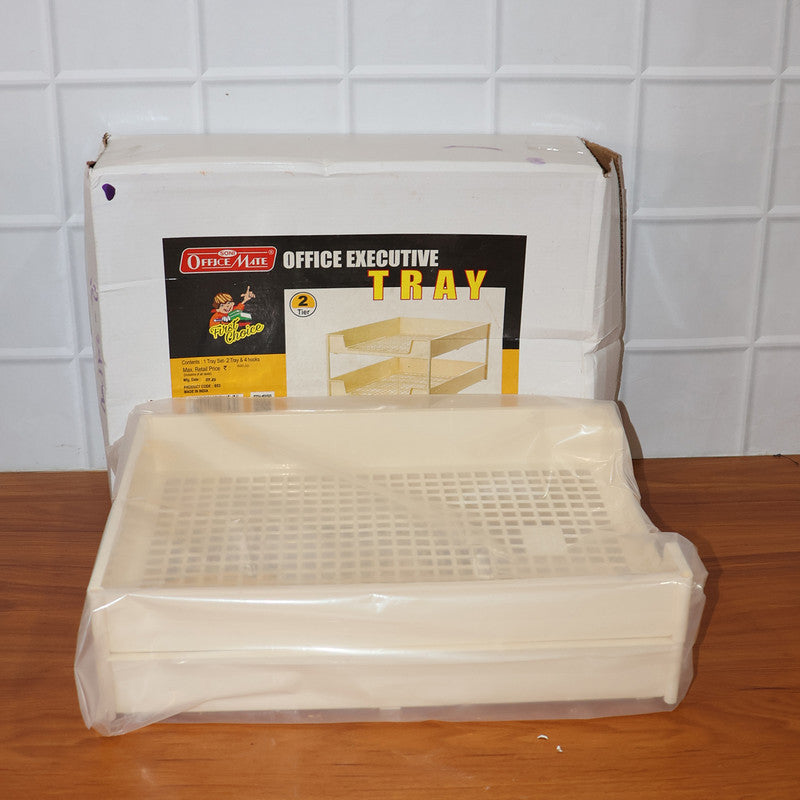 Office Mate 2-Layer Executive Document Tray | Premium Plastic File Organizer for Desk, Office & Home (37.5 cm x 27.5 cm x 16.5 cm)