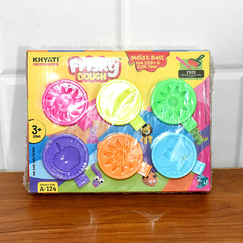Khyati Frisky Dough Set – 6 Neon Colours with Roller & Cutter Tools