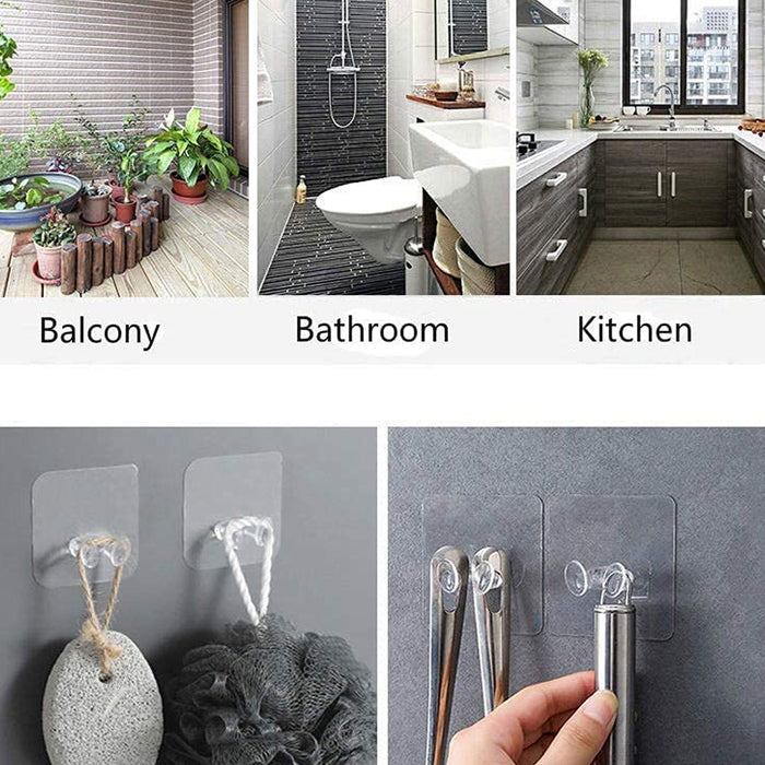 Transparent Self Adhesive Hook Seamless Drill Free Removable Wall Mounted Hanger As Toothbrush Holder Power Plug Socket Holder Waterproof and Oil Proof (1 Pc)
