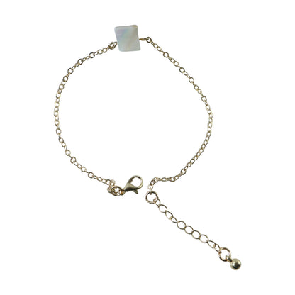 Square Stone Charm on Adjustable Chain Bracelet