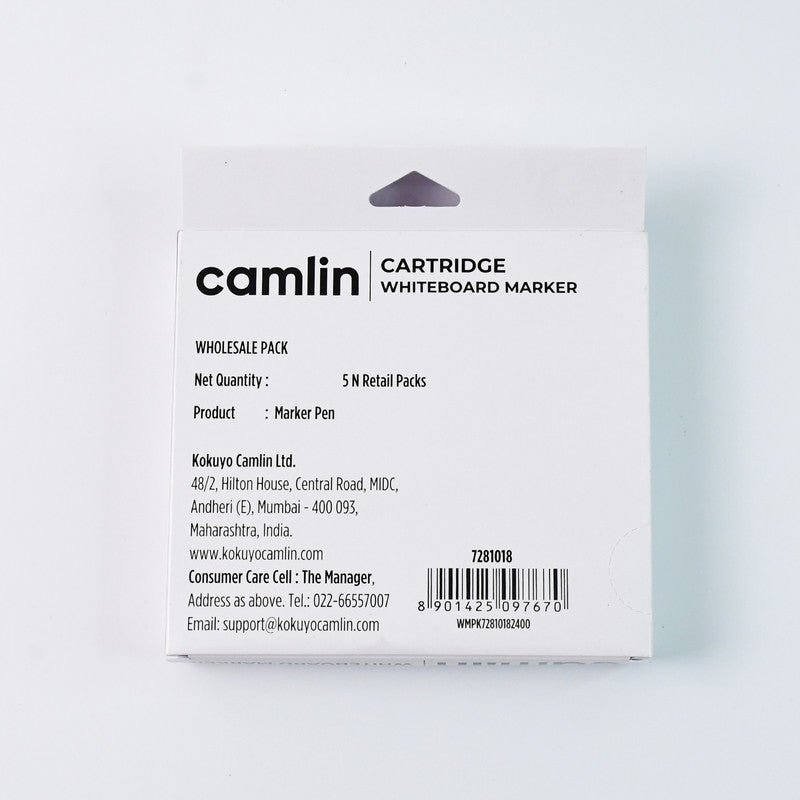 Camlin Cartridge Whiteboard Marker – Blue Color Long-Lasting Writing Refillable Markers (Pack of 5)