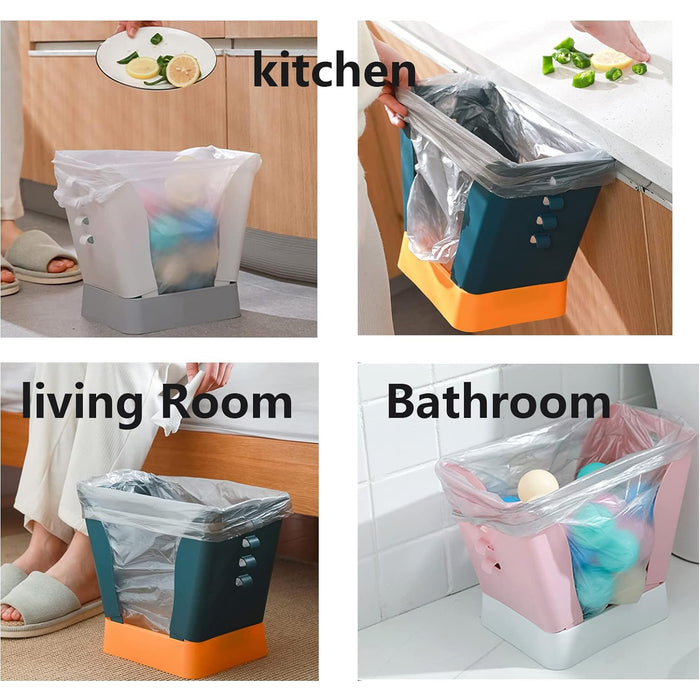 Expandable Trash Can (1 Pc): Plastic, Large Capacity, Kitchen & Bathroom