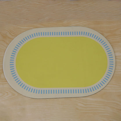Striped Border Oval Shower Mat, Bright Quick Dry Bathroom Rug (1 Pc, 60x40 Cm)