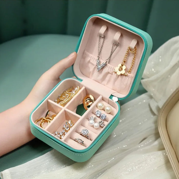 Double Layer Square Jewelry Box For Earrings Necklace Ring Storage Box w/  Lock | eBay