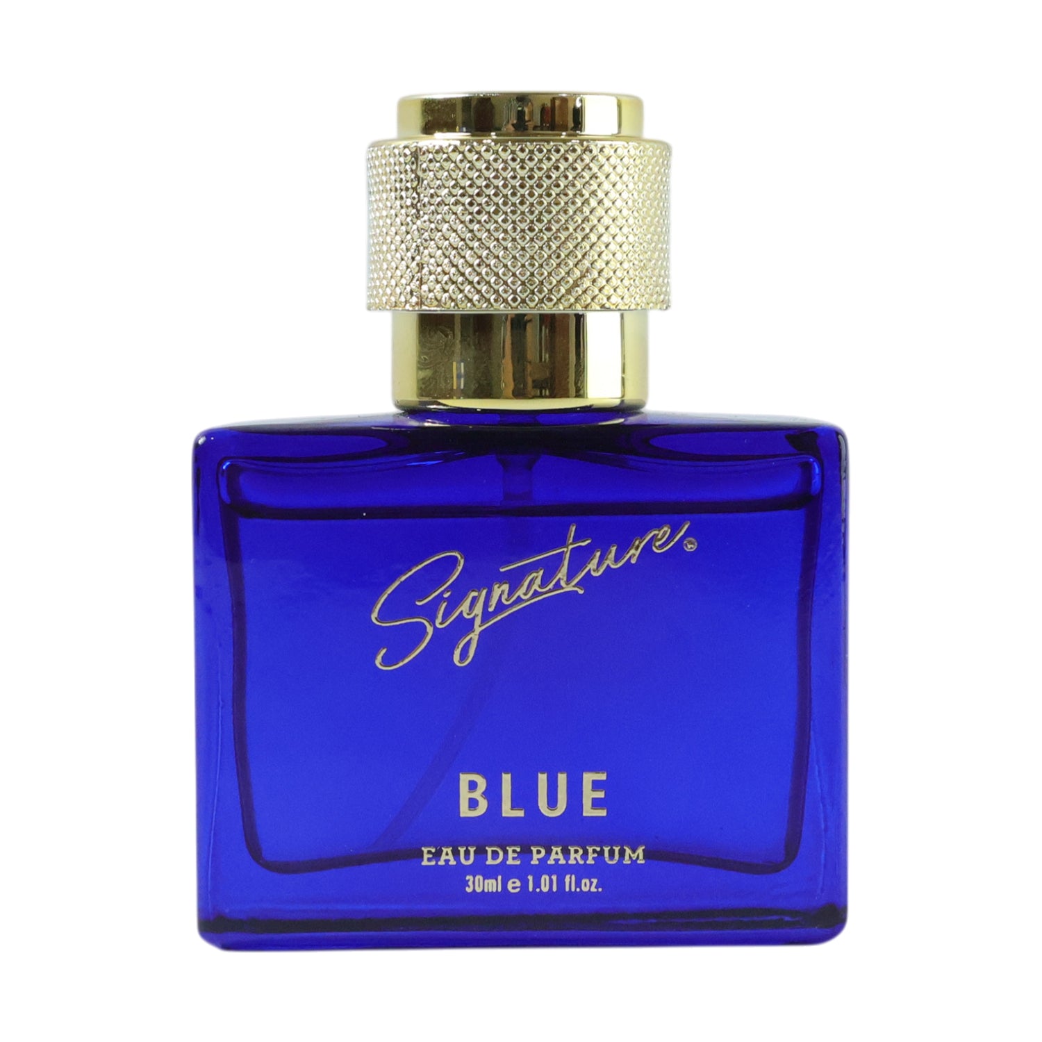 luxury blue fragrance perfume bottle view
