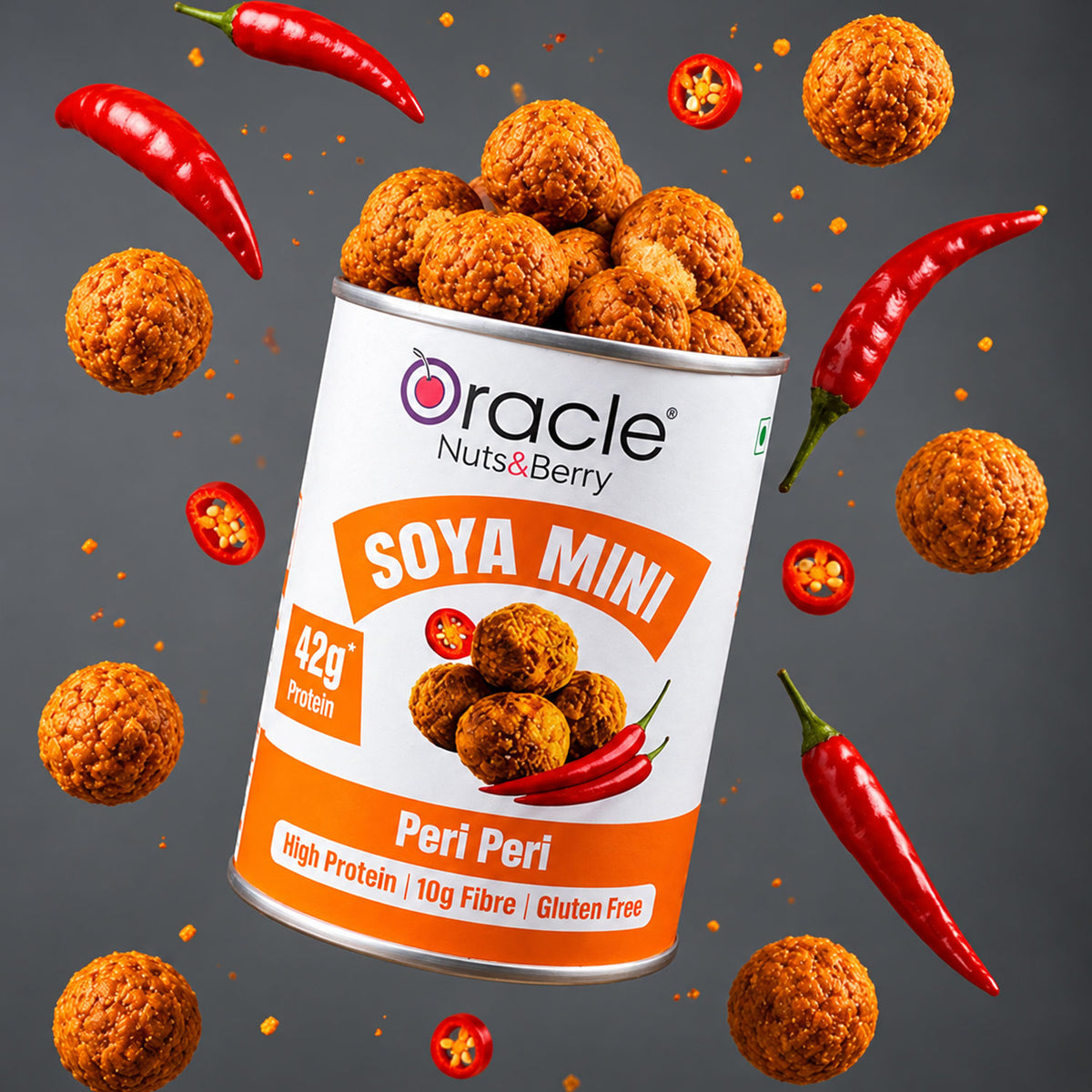 Peri Peri Soya Mini Premium High Protein Spicy Roasted Crunchy Soya Bites (120g)