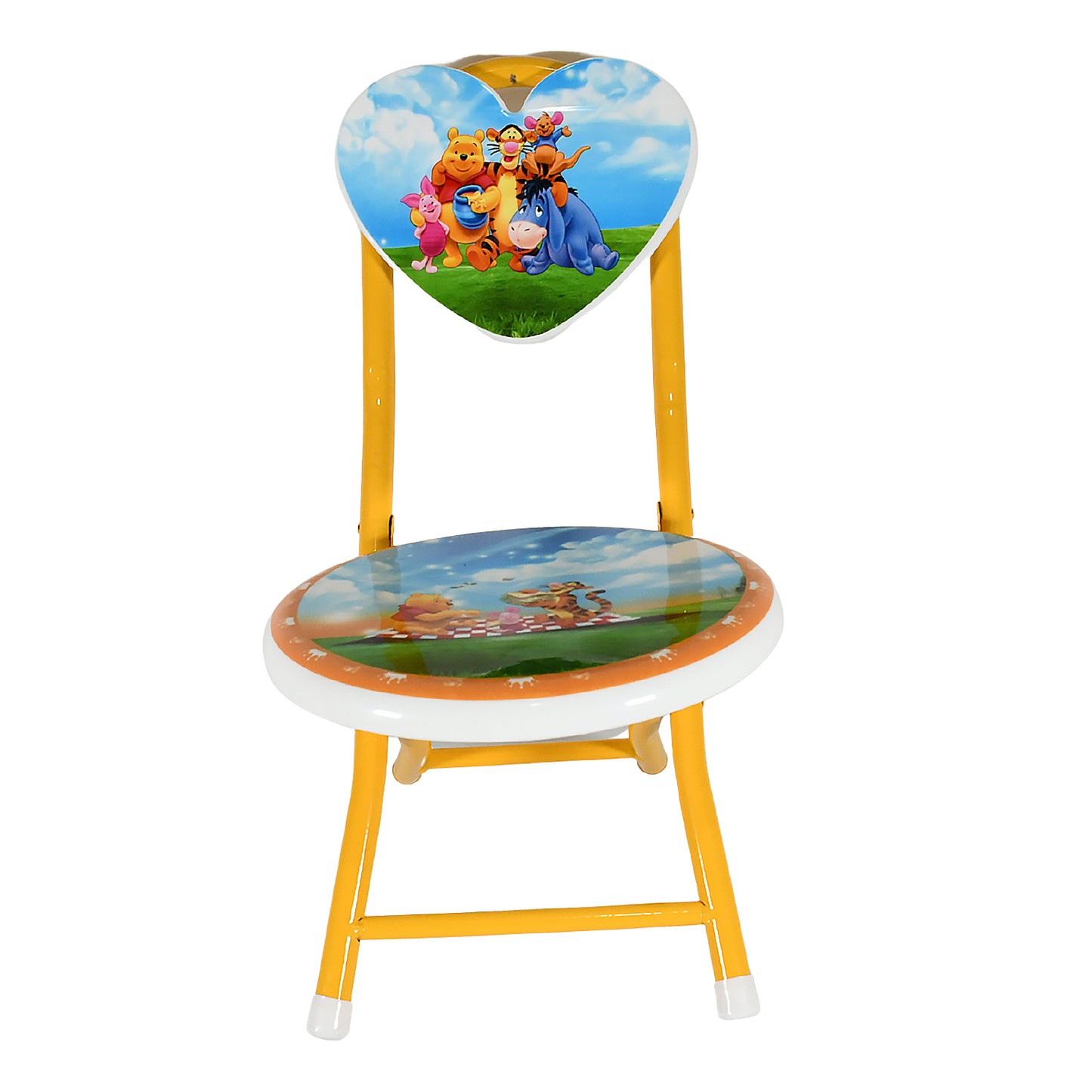 Heart Shape Kids Chair Cartoon Printed Foldable Kids / Children Folding Chair for Playrooms, Schools, Daycares, and Home. Metal and Fibre Body Picnic Beach Camping Chair (1 Pc)