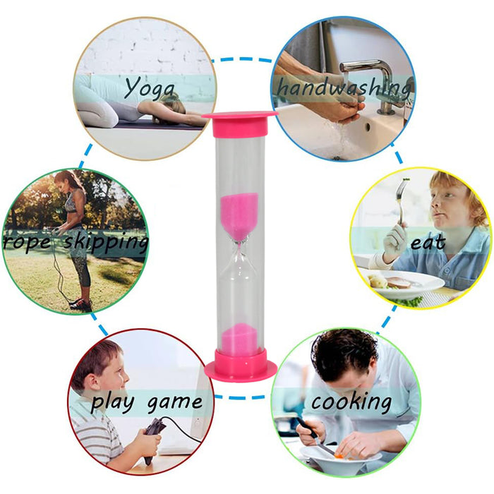 Sand Timer Plastic Hourglass, Sand Glass Toy Sand Clock for Kitchen, Office, School and Brushing Teeth for Bathroom Timer Clock Children Hourglass Sand glass Toothbrush Household Sand Clock (3 Min Approx / 5 pc)