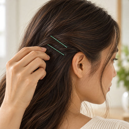 Green Metal Bobby Pins Set for Women and Girls Hair Styling (20 Pc)