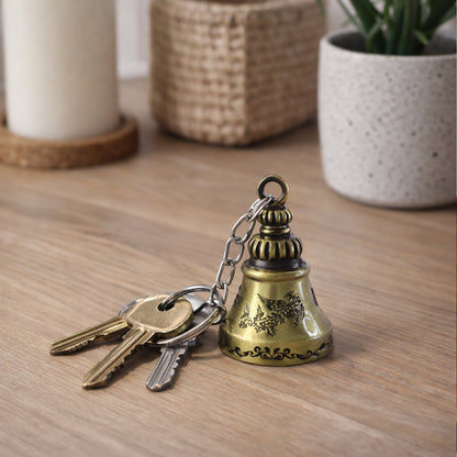 Metal Small Temple Bell Keychain, Motorcycle Bell Keychain (1 Pc / Mix Color)