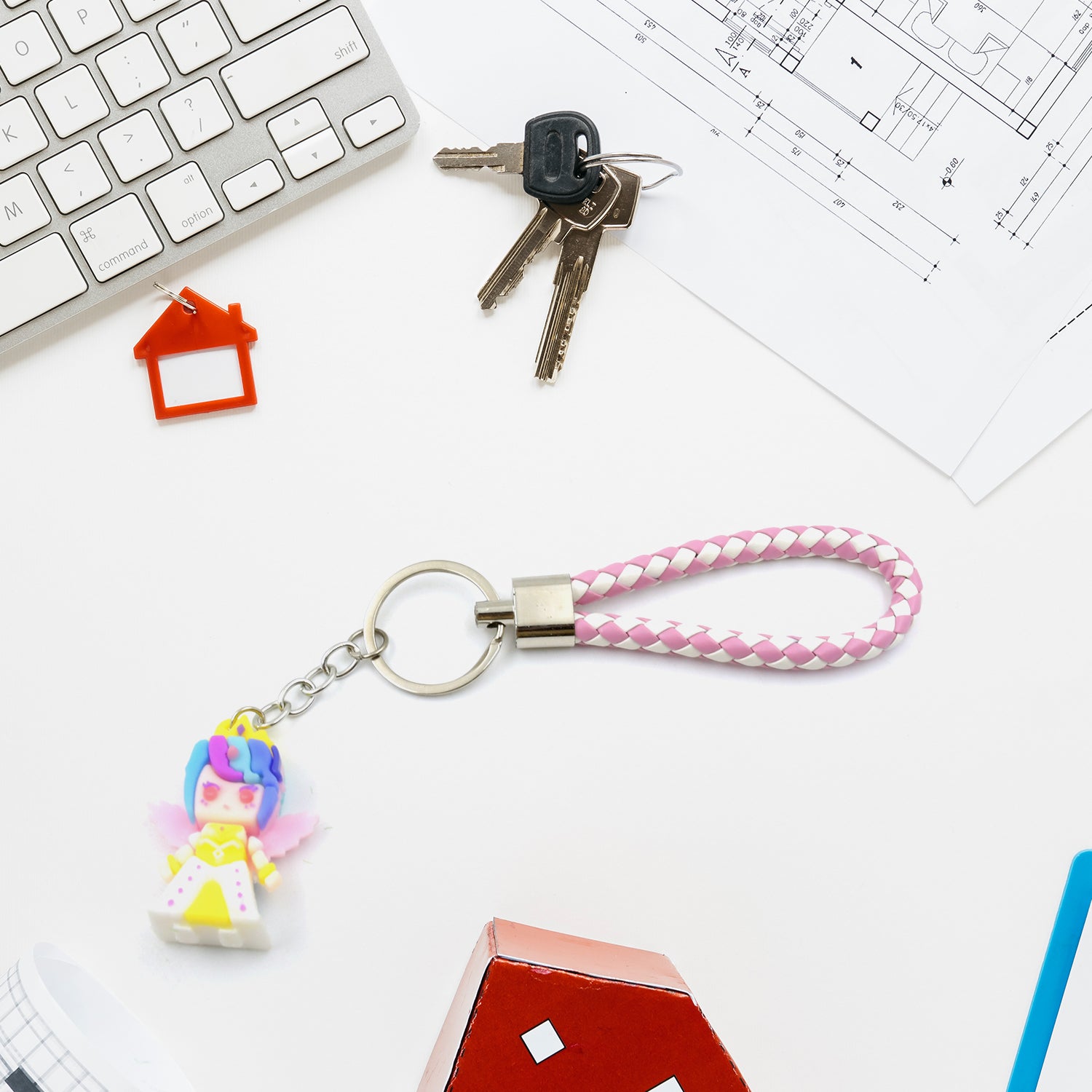 Cute Keychain With Card Gift - Keychain Accessories Key Chain Backpack Charms Car Keys Keychain for Kids Girls, Unicorn Toy and Charm Key- Chain for Bag  / Door Key- Ring / car Key- Ring / Party Favor (Mix Color & Design 1 Pc )