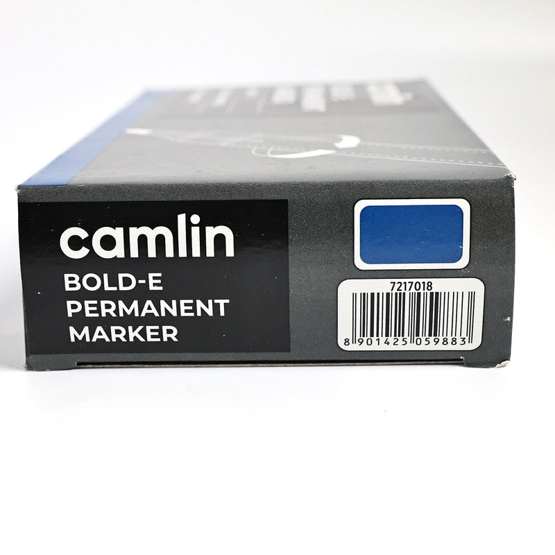 Camlin Bold-E Permanent Marker – Blue Colour, Bold & Long-Lasting Ink, Refillable Permanent Markers for Multi-Surfaces – Pack of 10