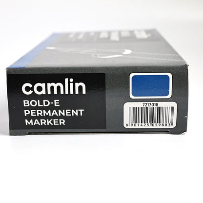 Camlin Bold-E Permanent Marker – Blue Colour, Bold & Long-Lasting Ink, Refillable Permanent Markers for Multi-Surfaces – Pack of 10