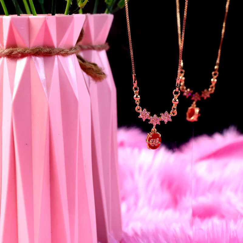 Red Stone Butterfly Pendant Necklace