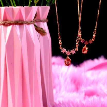 Red Stone Butterfly Pendant Necklace