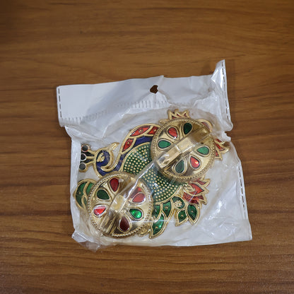 Peacock Design Metal Kumkum / Roli–Chawal Box - (1 Pc)