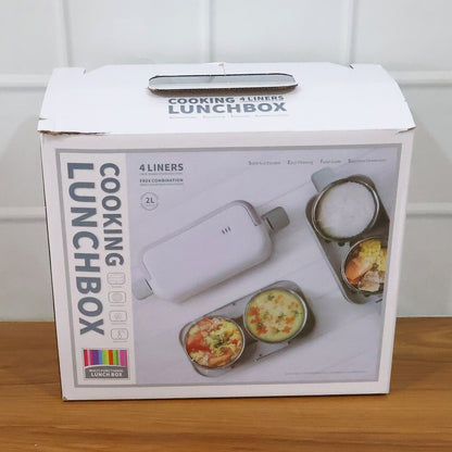 Electric Heated Lunch Box with Stainless Steel Inner Containers (1 Set)