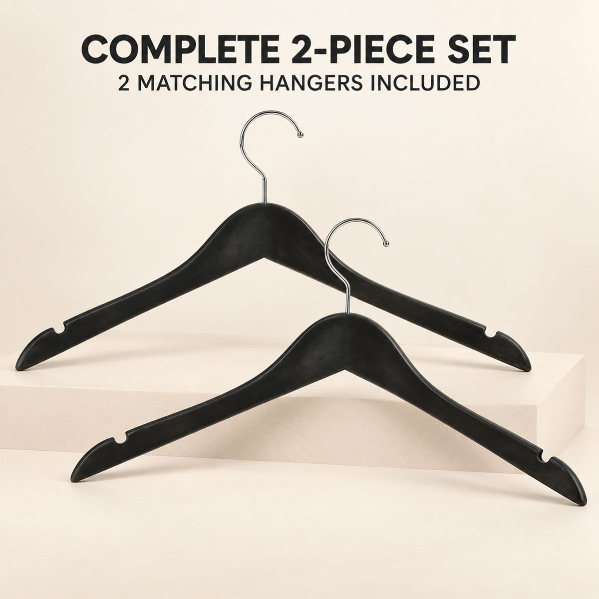 Black Clothes Hangers with Swivel Hook for Shirts and Blazers (2 Pc)