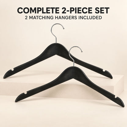 Black Clothes Hangers with Swivel Hook for Shirts and Blazers (2 Pc)